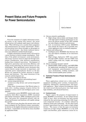 Present Status and Future Prospects for Power Semiconductors
