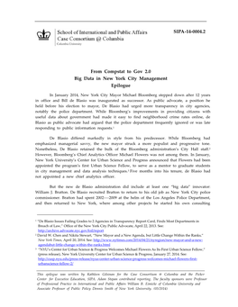 From Compstat to Gov 2.0 Big Data in New York City Management Epilogue SIPA
