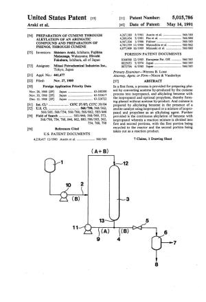 United States Patent (19) 11) Patent Number: 5,015,786 Araki Et Al
