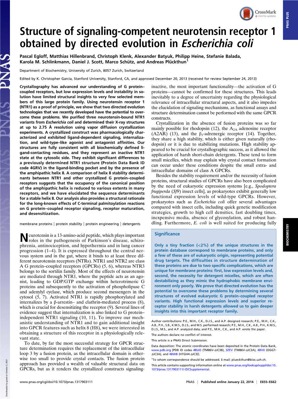 Structure of Signaling-Competent Neurotensin Receptor 1 Obtained By