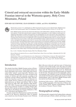 Crinoid and Ostracod Succession Within the Early–Middle Frasnian Interval in the Wietrznia Quarry, Holy Cross Mountains, Poland