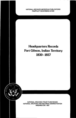 M1466, Headquarters Records of Fort Gibson, Indian Territory, 1830–1857