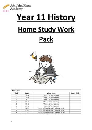 Year 11 History Home Study Work Pack