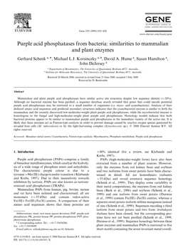 Purple Acid Phosphatases from Bacteria: Similarities to Mammalian and Plant Enzymes