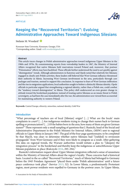 Evolving Administrative Approaches Toward Indigenous Silesians