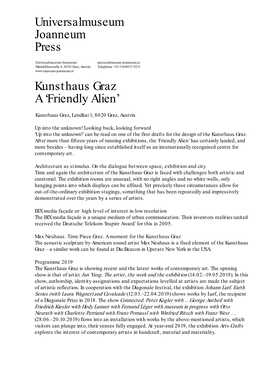 Universalmuseum Joanneum Press Kunsthaus Graz a 'Friendly Alien'