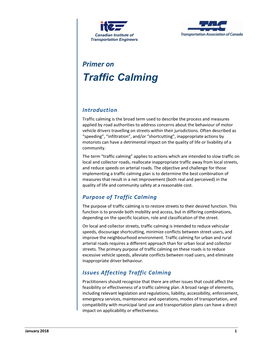 Primer on Traffic Calming