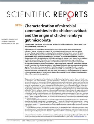 Characterization of Microbial Communities in the Chicken Oviduct and the Origin of Chicken Embryo Gut Microbiota