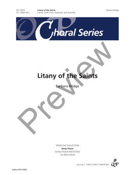 Litany of the Saints Barbara Bridge 30113464 (PDF) Cantor, SATB Choir, Keyboard, and Assembly