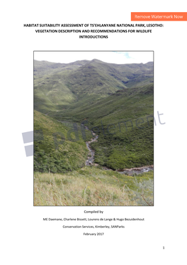Habitat Suitability Assessment of Ts'ehlanyane