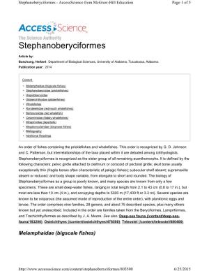 Stephanoberyciformes - Accessscience from Mcgraw-Hill Education Page 1 of 5