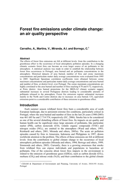 Forest Fire Emissions Under Climate Change: an Air Quality Perspective