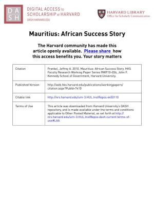 Mauritius: African Success Story