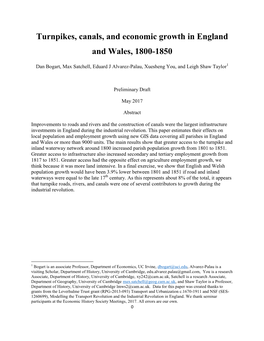 Turnpikes, Canals, and Economic Growth in England and Wales, 1800-1850