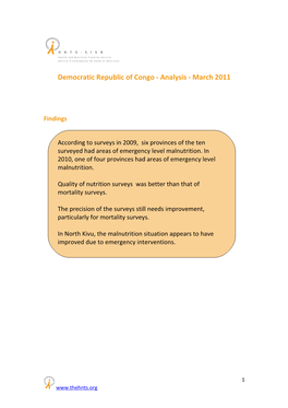 Democratic Republic of Congo - Analysis - March 2011