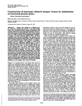 Construction of Intertypic Chimeric Dengue Viruses by Substitution Of