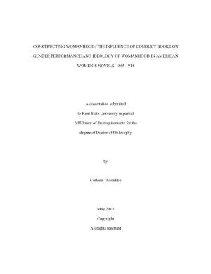 Constructing Womanhood: the Influence of Conduct Books On