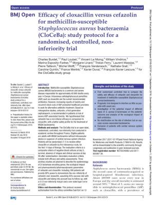 Efficacy of Cloxacillin Versus Cefazolin for Methicillin