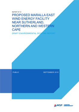 Proposed Maralla East Wind Energy Facility Near Sutherland, Northern and Western Cape Draft Environmental Scoping Report