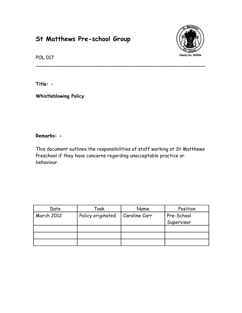 St Matthews Pre-School Group