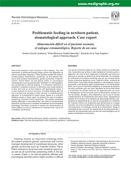 Problematic Feeding in Newborn Patient, Stomatological Approach