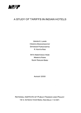 A Study of Tariffs in Indian Hotels