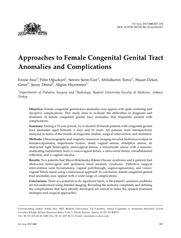 Approaches to Female Congenital Genital Tract Anomalies and Complications