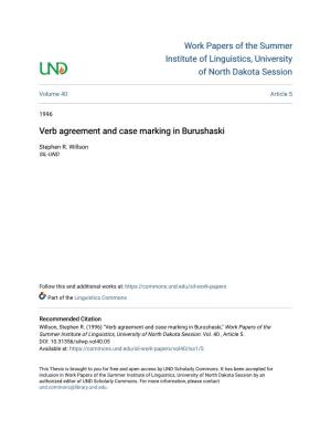 Verb Agreement and Case Marking in Burushaski