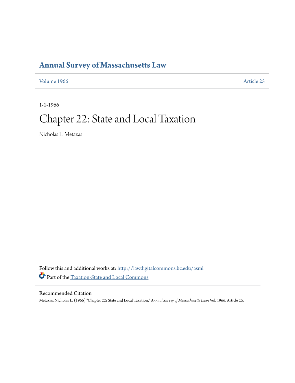 State and Local Taxation Nicholas L