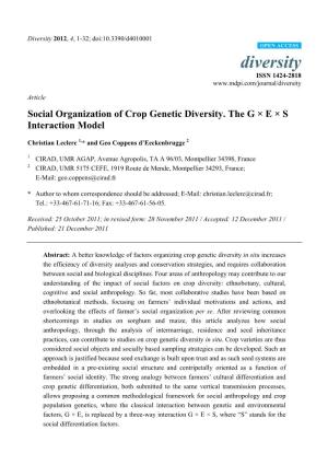 Social Organization of Crop Genetic Diversity. the G × E × S Interaction Model
