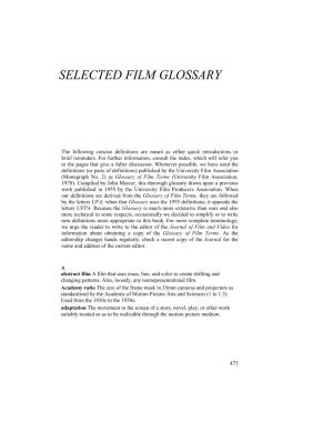 Selected Film Glossary