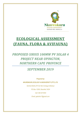 Ecological Assessment (Fauna, Flora & Avifauna)