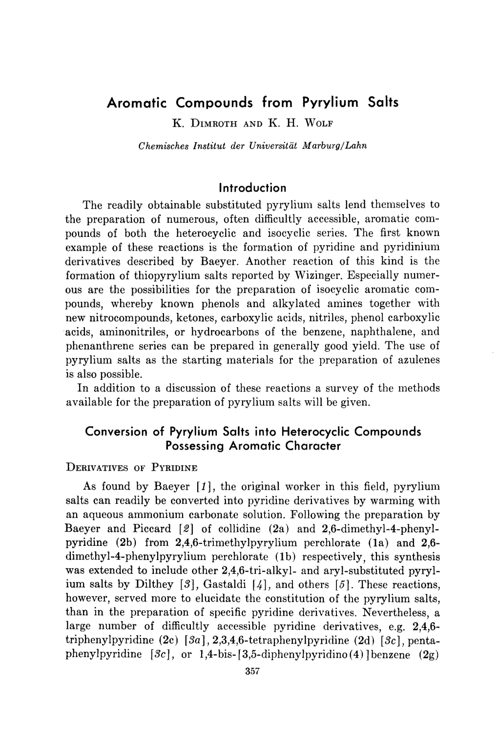 Aromatic Compounds from Pyrylium Salts