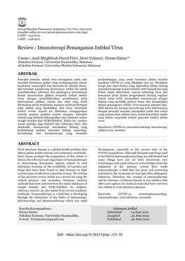 Review : Imunoterapi Penanganan Infeksi Virus