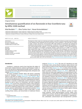 Simultaneous Quantification of Six Flavonoids in Four Scutellaria Taxa