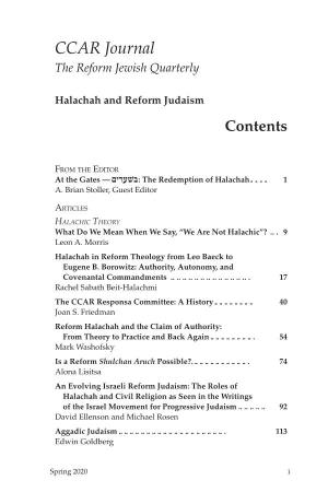 CCAR Journal the Reform Jewish Quarterly