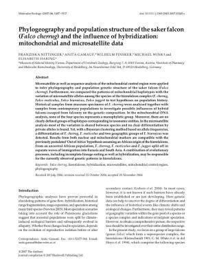 (Falco Cherrug) and the Influence of Hybridization: Mitochondrial and Microsatellite Data
