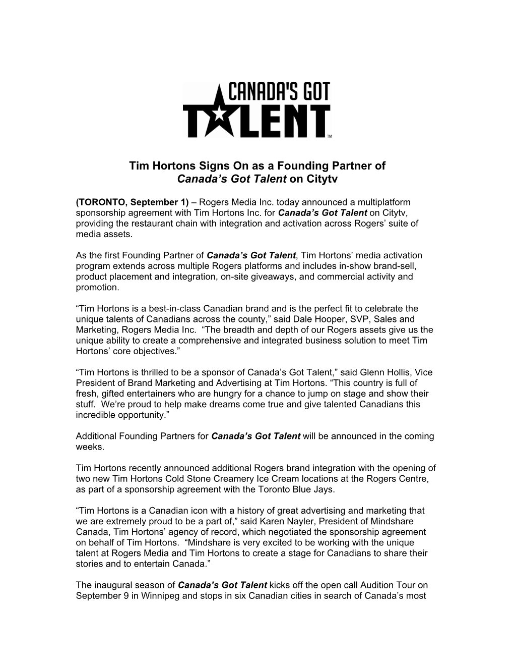 Canada's Got Talent Announces Live Audience Venue Tour