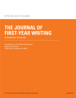 THE JOURNAL of FIRST-YEAR WRITING at Anderson University