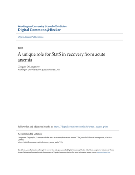 A Unique Role for Stat5 in Recovery from Acute Anemia Gregory D