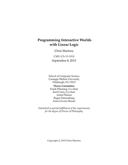 Programming Interactive Worlds with Linear Logic