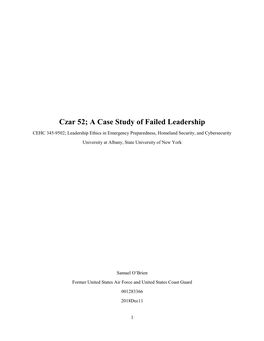 Czar 52; a Case Study of Failed Leadership