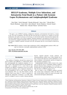 HELLP Syndrome, Multiple Liver Infarctions, and Intrauterine Fetal Death in a Patient with Systemic Lupus Erythematosus and Antiphospholipid Syndrome