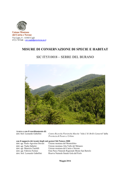 Misure Di Conservazione Di Specie E Habitat Sic It5310018 – Serre Del