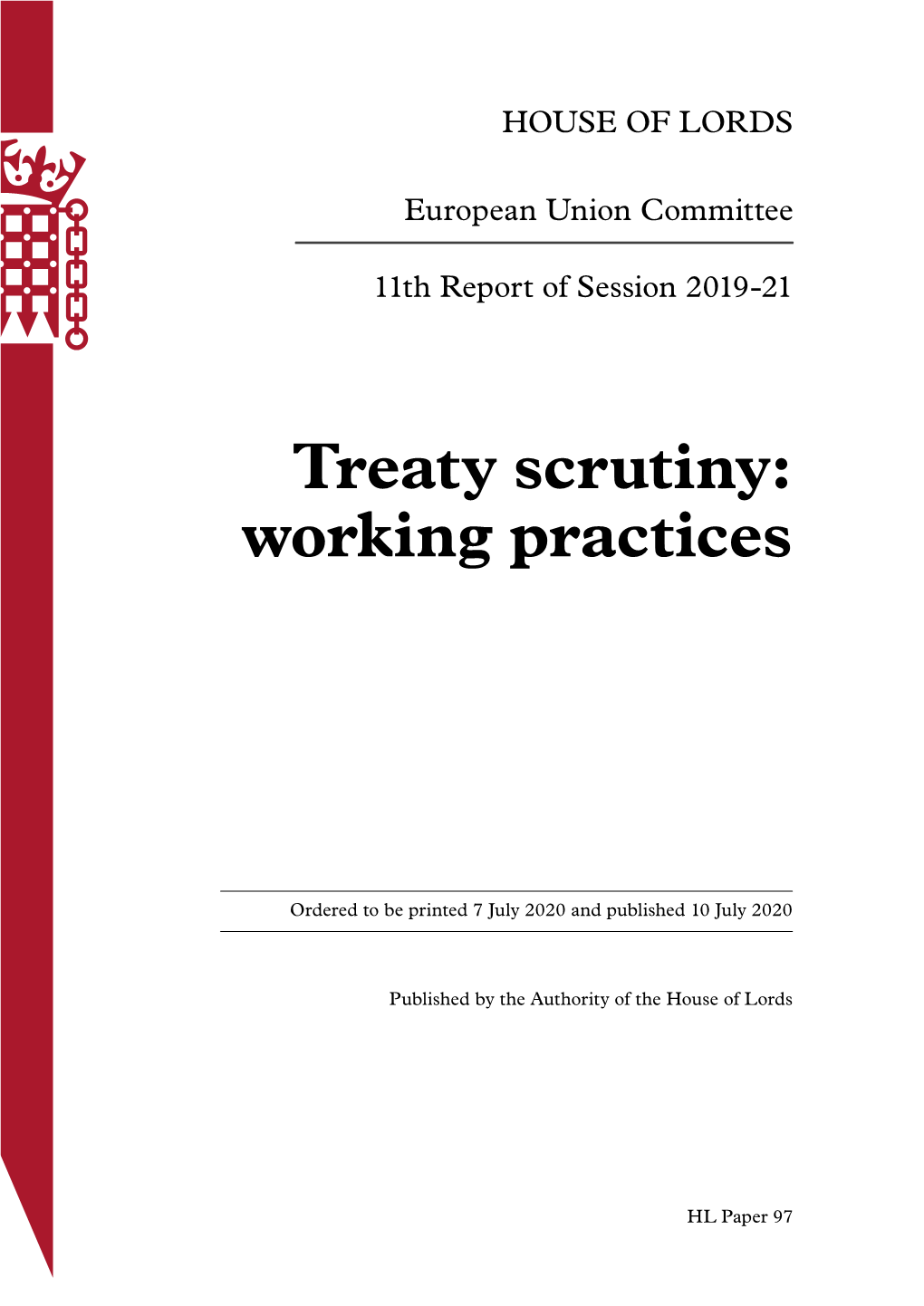 Treaty Scrutiny: Working Practices