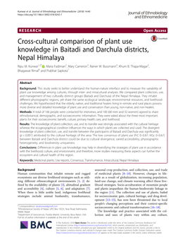 Cross-Cultural Comparison of Plant Use Knowledge in Baitadi and Darchula Districts, Nepal Himalaya Ripu M