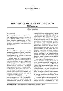 THE DEMOCRATIC REPUBLIC of CONGO 2003 in Review