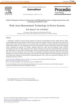 Wide Area Measurement Technology in Power Systems