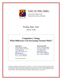 Compulsory Voting: What Difference Can Increasing Turnout Make?