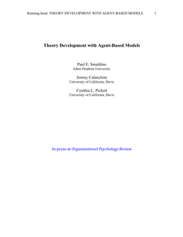 Theory Development with Agent-Based Models 1